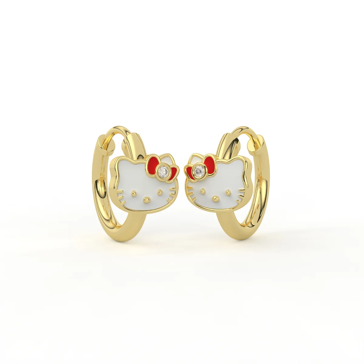 Little Bow Cat Gold Hoop Earrings for Kids