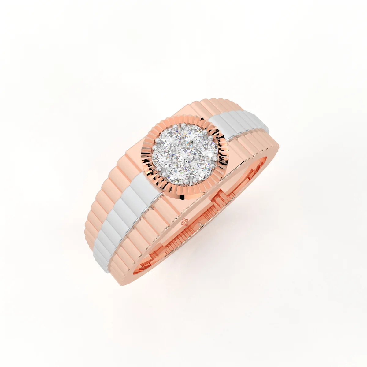 Royal Two Tone Diamond Men’s Band Ring 9kt