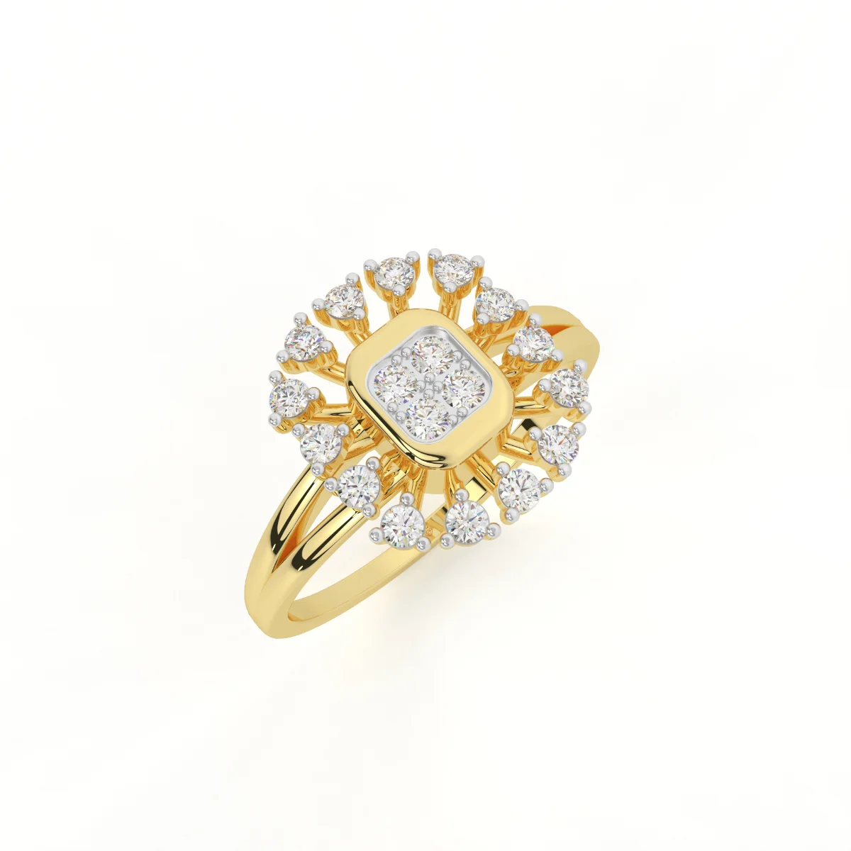Starburst Diamond Gold Ring for Women