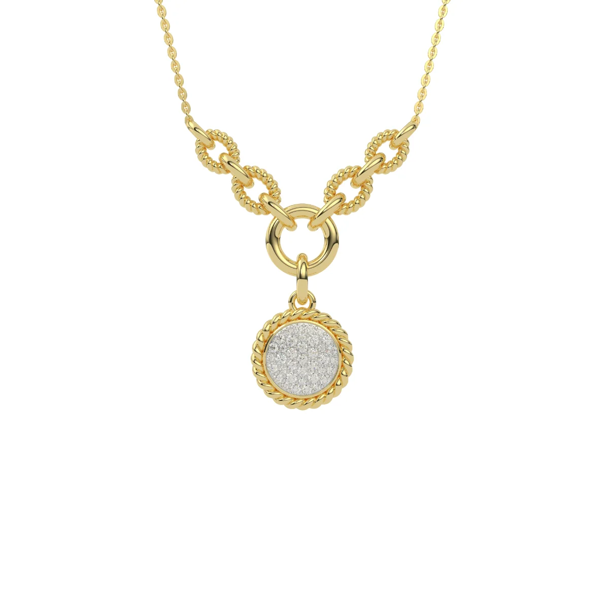 Elegant Diamond Disc Pendant Necklace