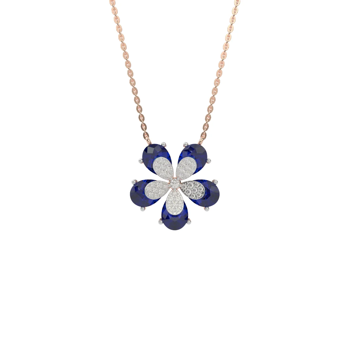 Royal Blue Sapphire Blossom Pendant for Women