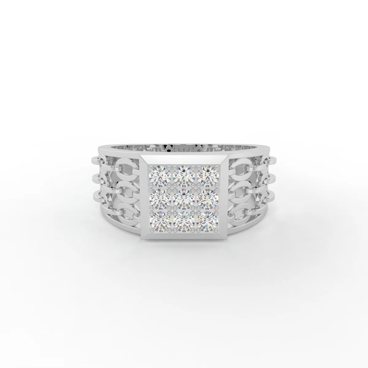 Titan Chain Grid Diamond Power Ring