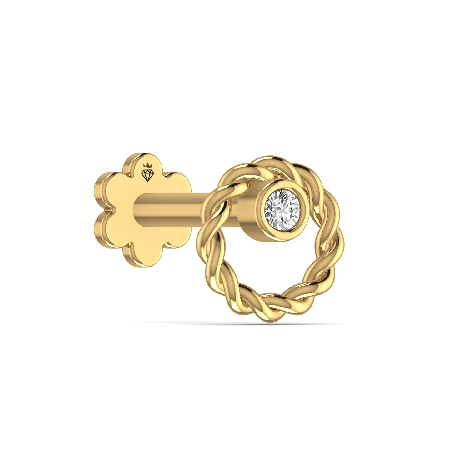 Twisted Circle Diamond Nose Pin