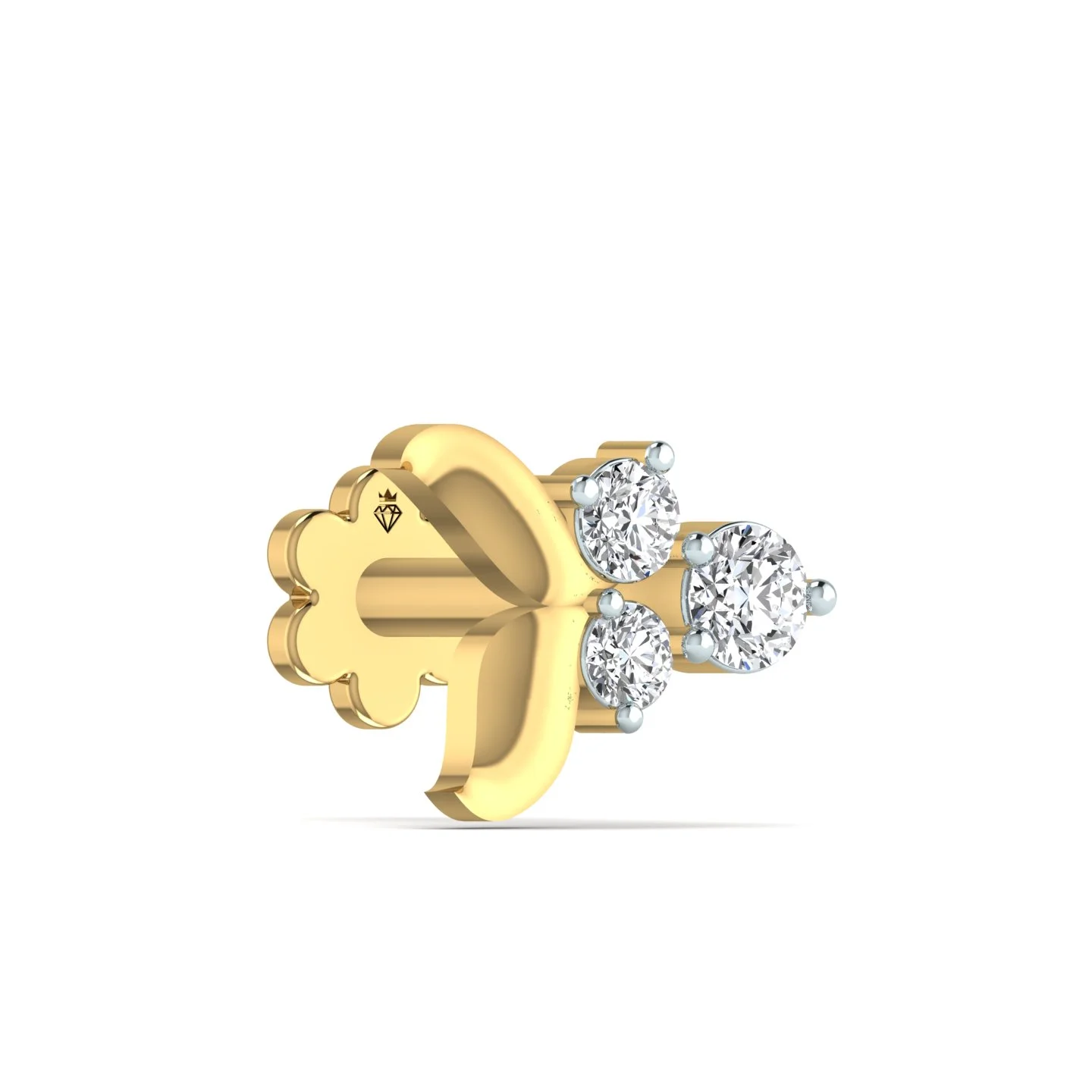 Trinity Leaf 3-Diamond Gold Nose Pin