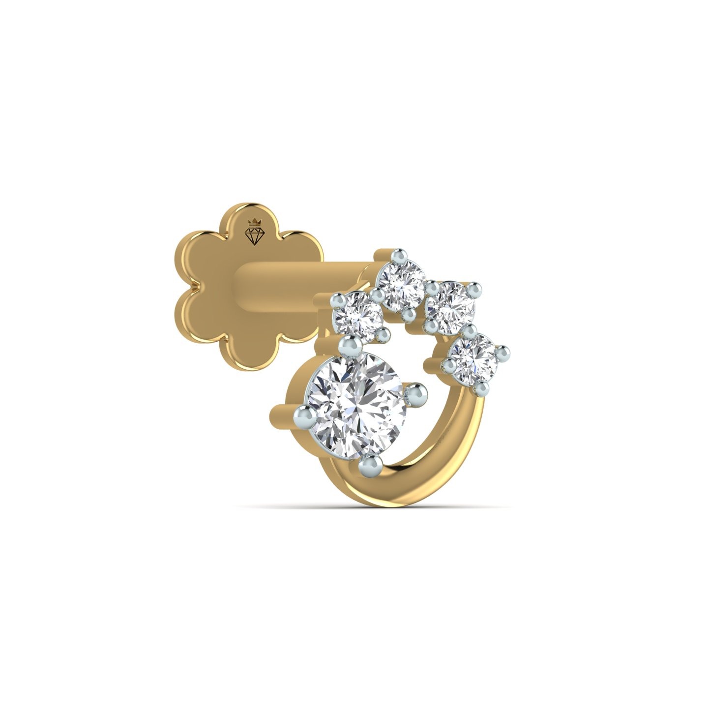 Crescent Arc 5-Diamond Nose Pin for Women