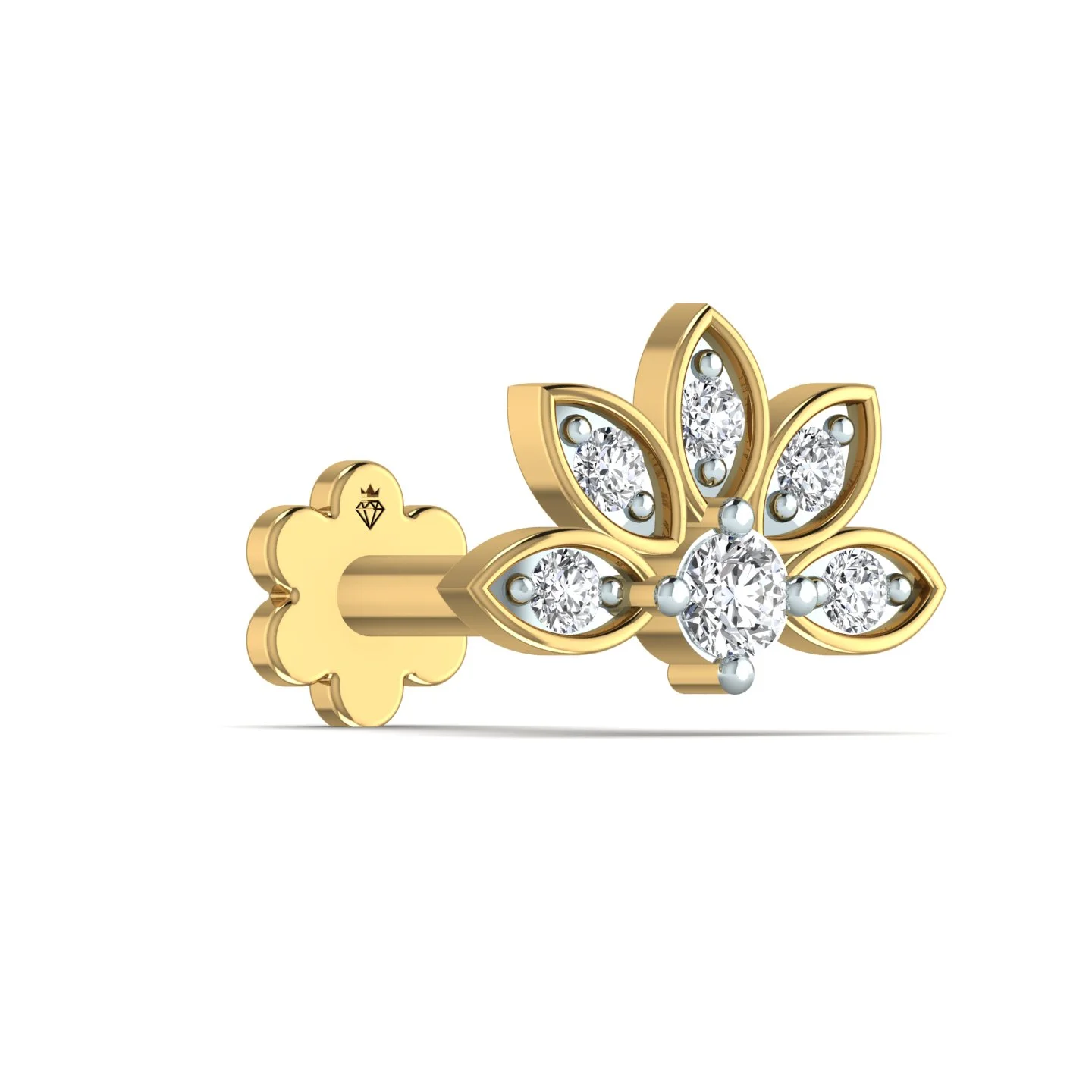 Lotus Diamond Gold Nose Pin