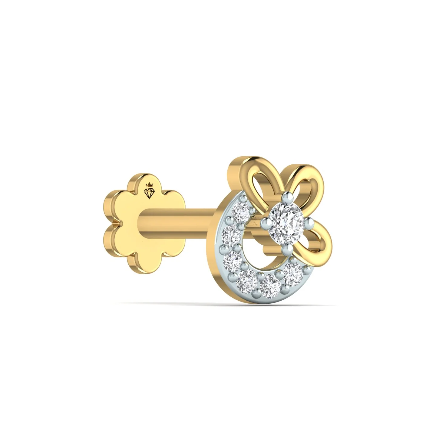 Floral Diamond Gold Nose Pin