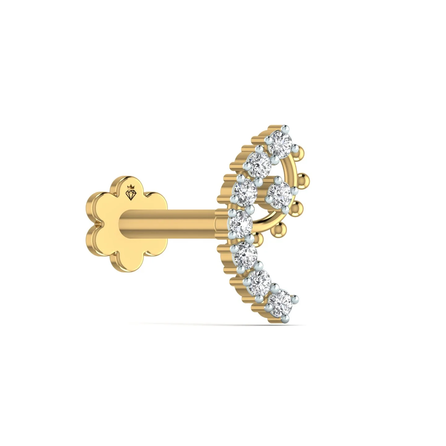 Crescent Diamond Gold Nose Pin