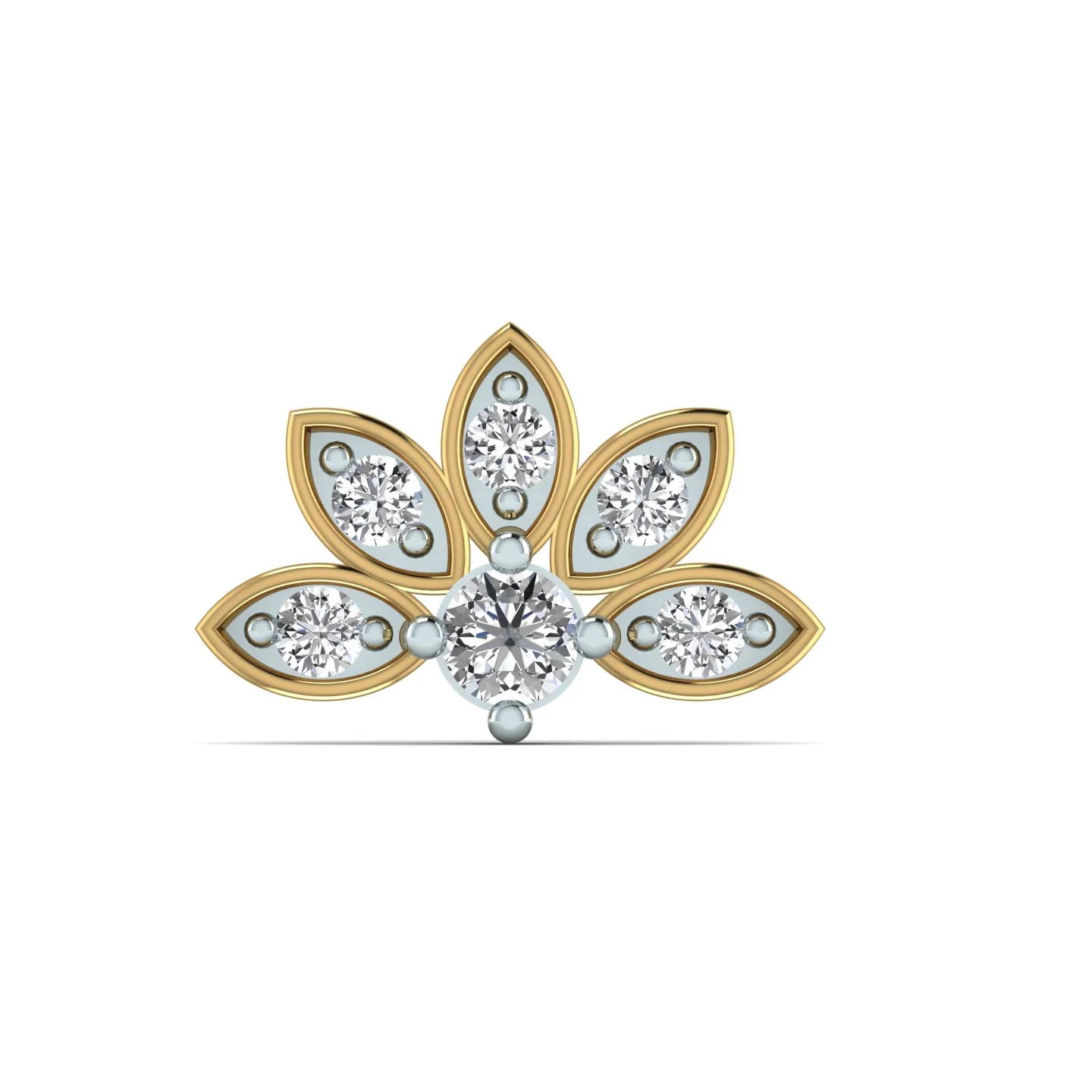Lotus Diamond Gold Nose Pin 14Kt