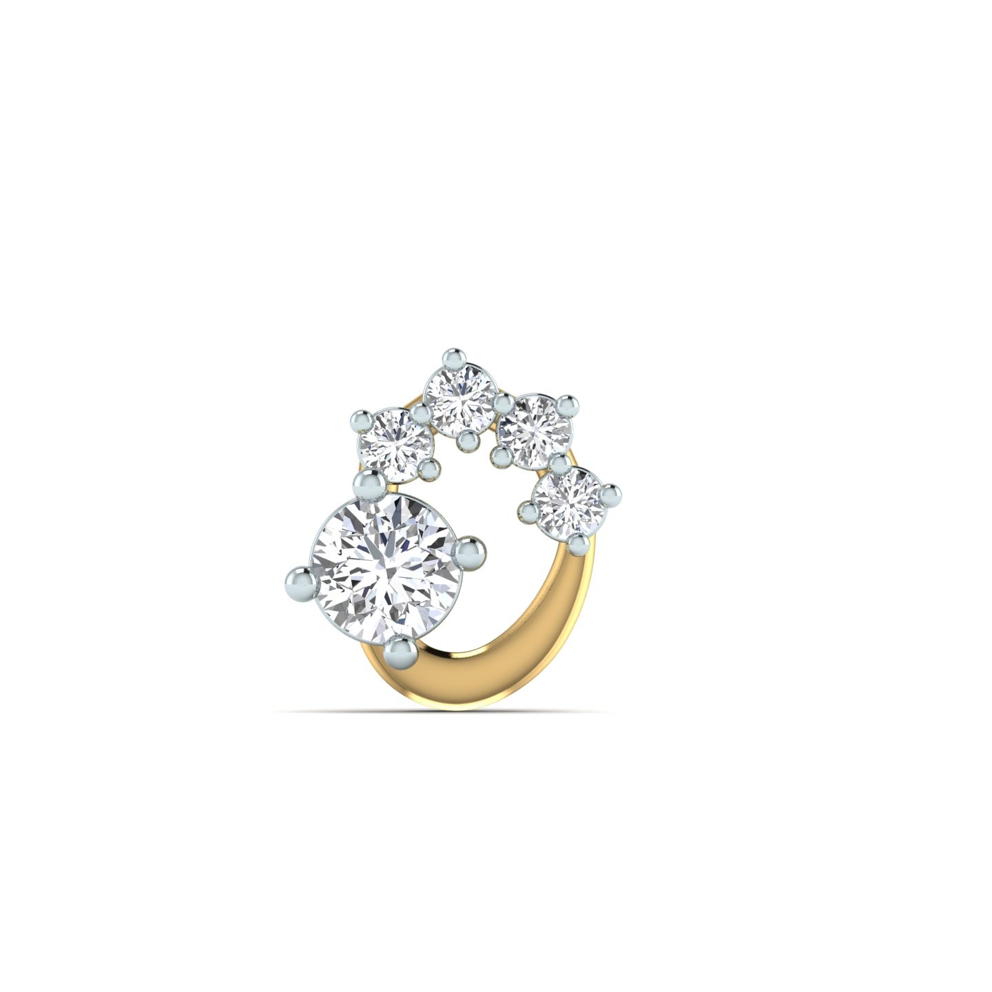 Crescent Arc 5-Diamond Nose Pin 14kt