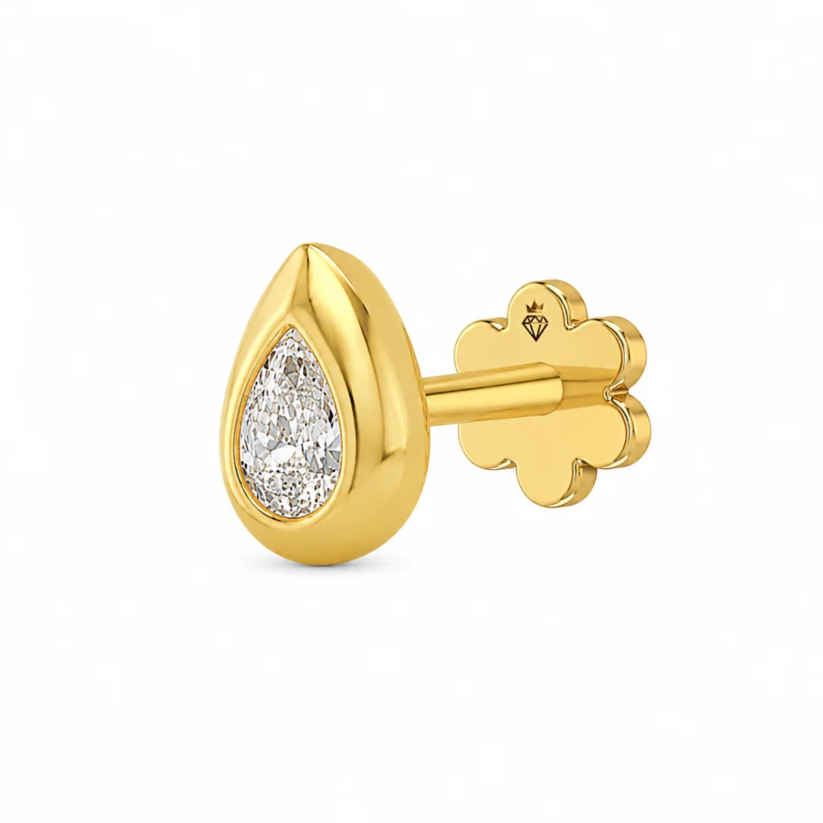 Royal Pear Diamond 14K Gold Men’s Stud