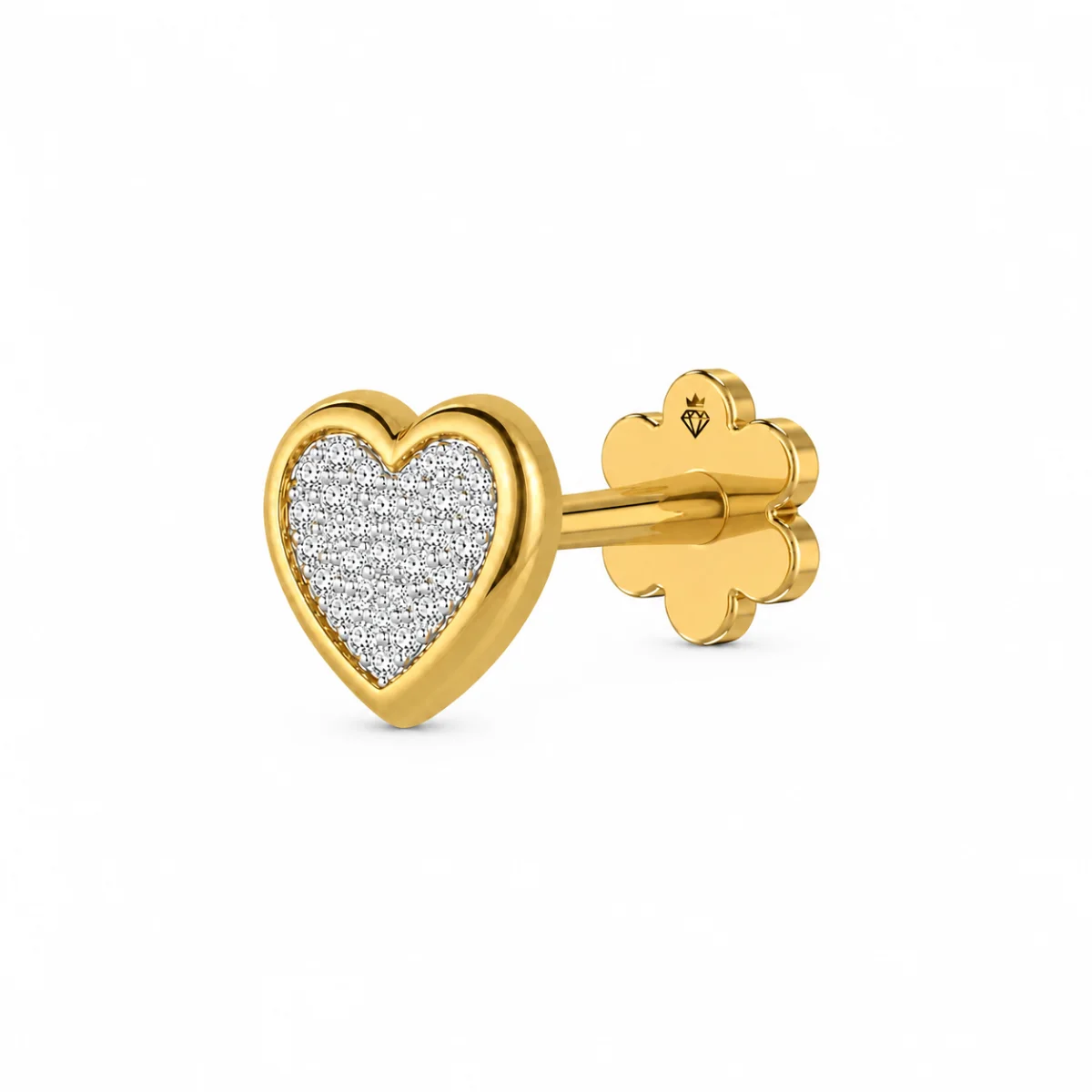 Heart Pavé 14K Gold Men’s Stud
