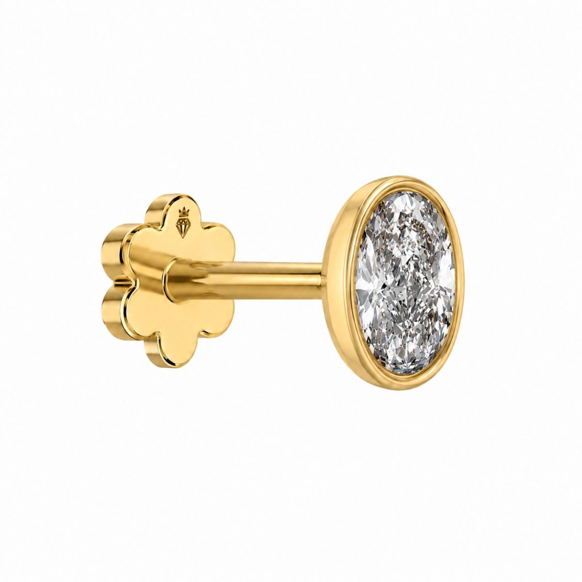 Regal Oval Diamond 14K Gold Men’s Stud